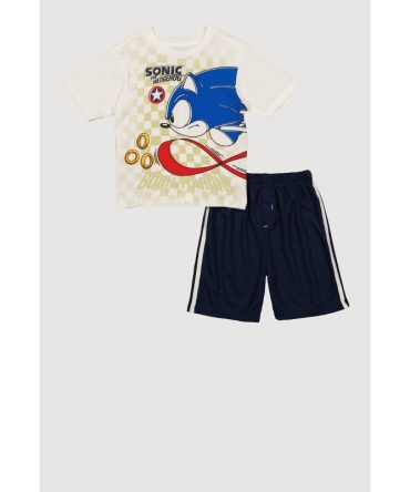 Little Boys Sonic The Hedgehog Graphic Tee and Mesh Shorts