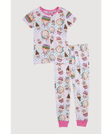 Little Girls Graphic Print Pajama Tee and Pants
