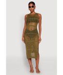 Side Slit Halter Neck Midi Dress