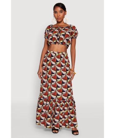 Spoon Jeans High Waisted Tiered Maxi Skirt
