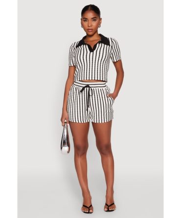 Striped High Waisted Shorts