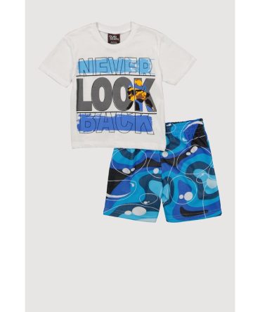 Toddler Boys Never Look Back Graphic Tee and Jersey Mesh Shorts