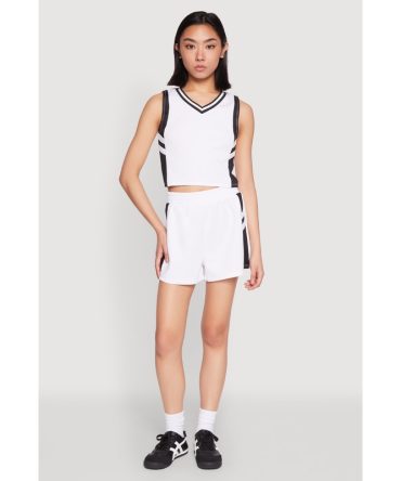 Varsity Stripe Contrast Trim Shorts