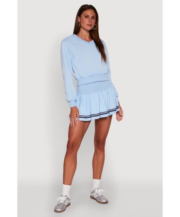 Varsity Stripe High Waisted Pleated Skirt