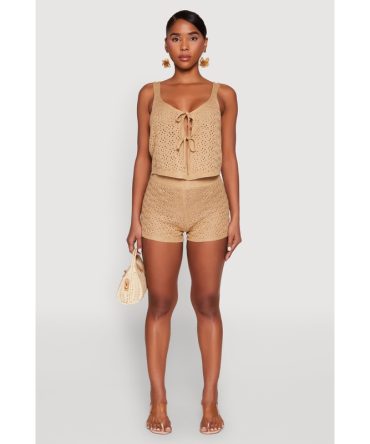 Almost Famous Pointelle Crochet Shorts