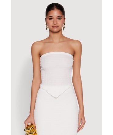 Almost Famous Smocked Handkerchief Hem Tube Top