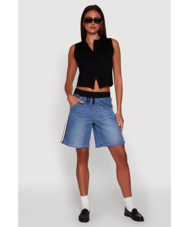 Almost Famous Varsity Stripe Side Waistband Jorts