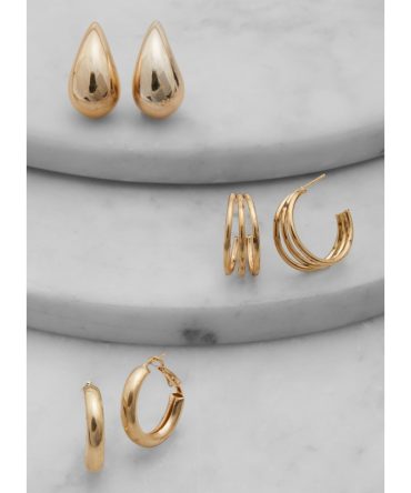Assorted Metallic Earrings Trio