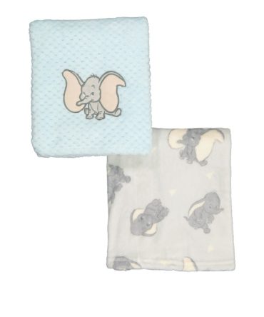 Baby Dumbo Elephant Graphic Plush Blankets 2 Pack