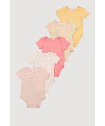 Baby Girls 0-9M Floral Print Bodysuits