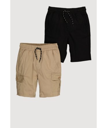 Boys Twill Drawstring Shorts 2 Pack