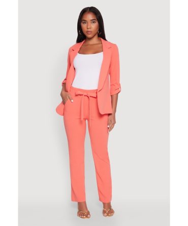 Crepe Knit Tie Front Dress Pants