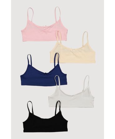 Girls Bow Detail Cami Bra 5 Pack
