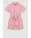 Girls Tie Waist Belted Utility Romper