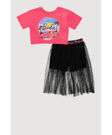 Little Girls Barbie Graphic Tee and Tutu Skort