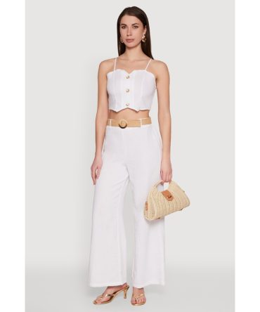 O Ring Belted Wide Leg Pants