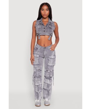 Spoon Jeans Mineral Wash Cargo Pockets Jeans