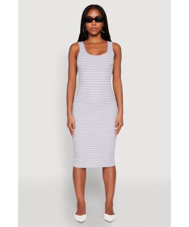 Striped Scoop Neck Midi Dress
