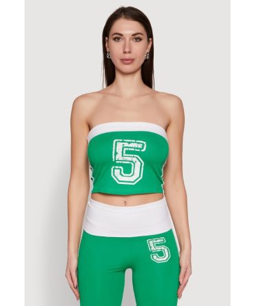 Varsity Stripe Graphic Print Tube Top