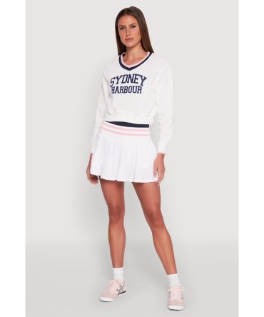 Varsity Striped Waistband Tennis Skirt
