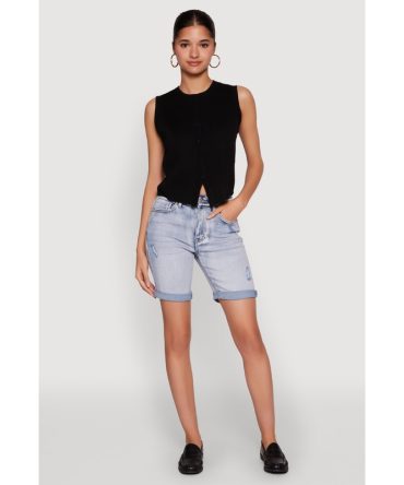 WAX Fixed Cuff Denim Bermuda Shorts
