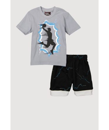Baby Boys 0-9M Basketball Graphic Tee and Jersey Mesh Shorts