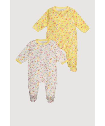 Baby Girls 0-9M Floral Print Footed Jumpsuits 2 Pack