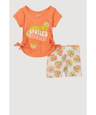 Baby Girls 0-9M Spoiled Glitter Graphic Tee and Shorts