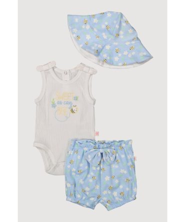 Baby Girls 0-9M Sweet As Can Bee Bodysuit and Shorts Set