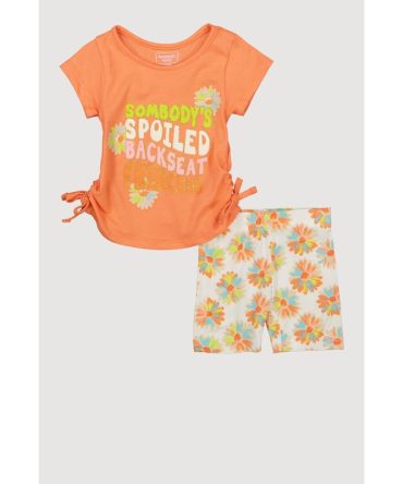 Baby Girls 12-24M Spoiled Glitter Graphic Tee and Shorts