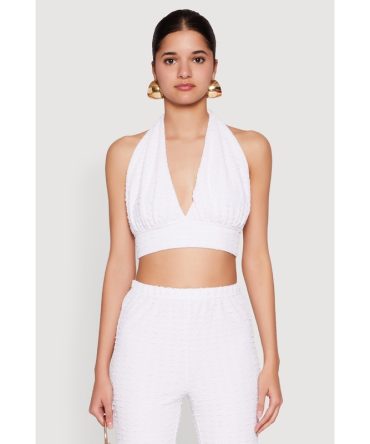 Bubble Knit Tie Back Halter Top