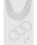 Faux Pearl Rhinestone Stretch Bracelets Set of 5