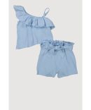 Girls Teddy Bear Graphic Denim Skirt