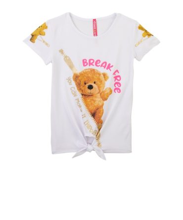 Little Girls Break Free Bear Graphic Tee