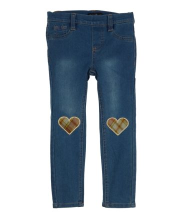 Little Girls Embroidered Plaid Heart Jeggings