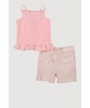 Little Girls Striped Babydoll Top and Cargo Shorts