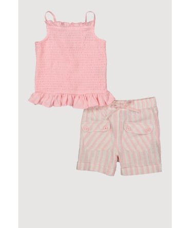 Little Girls Smocked Cami with Striped Shorts