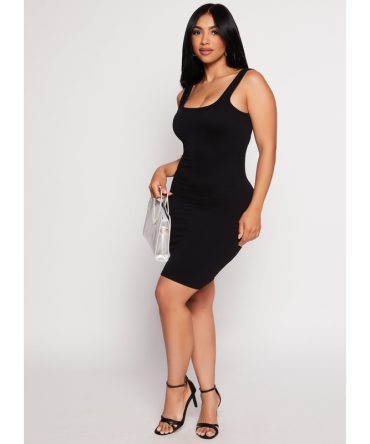 Seamless Chevron Rib Knit Tank Dress