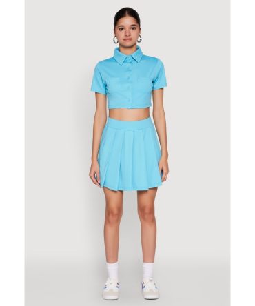 Solid Pleated Skirt