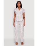 Stylish Plisse High Waisted Palazzo Pants with Twist Front Waist