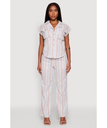 Striped Straight Leg Pants
