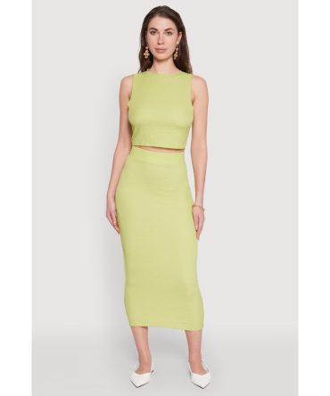 Textured Knit Midi Pencil Skirt