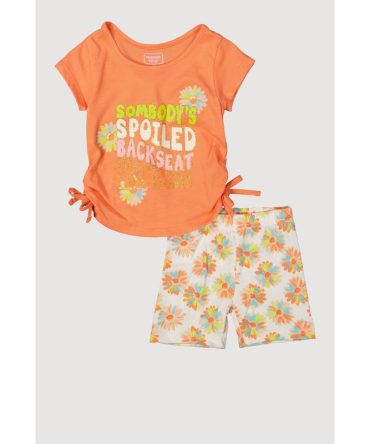 Toddler Girls Spoiled Glitter Graphic Tee and Shorts