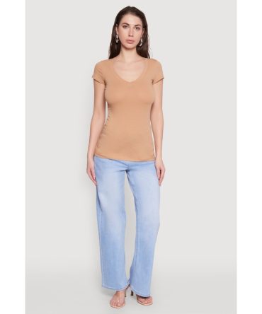 V Neck Basic Short Sleeve Tee