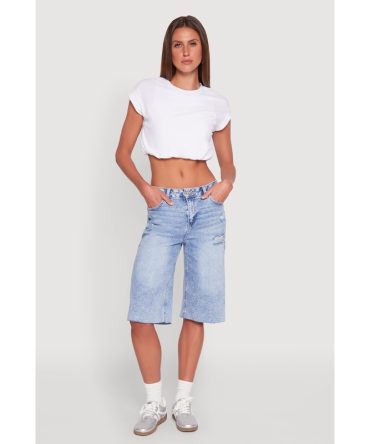 WAX Distressed Raw Hem Jorts
