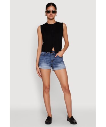 WAX Whiskered Fixed Cuff Denim Shorts