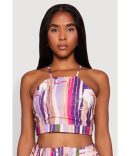 Abstract Brush Stroke Print Crop Top