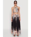 Trendy One Shoulder Flower Cut Out Maxi Dress