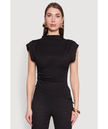 Asymmetrical Hem Cap Sleeve Top