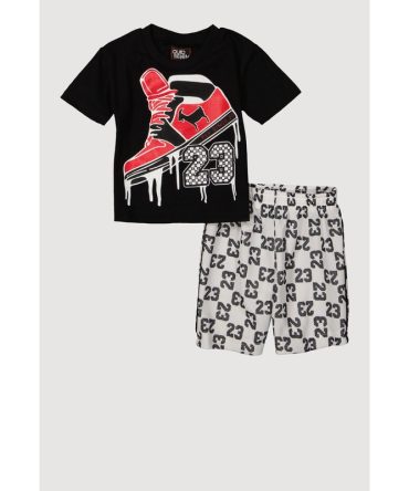 Baby Boys 12-24M Fly Since 23 Graphic Tee and Jersey Mesh Shorts